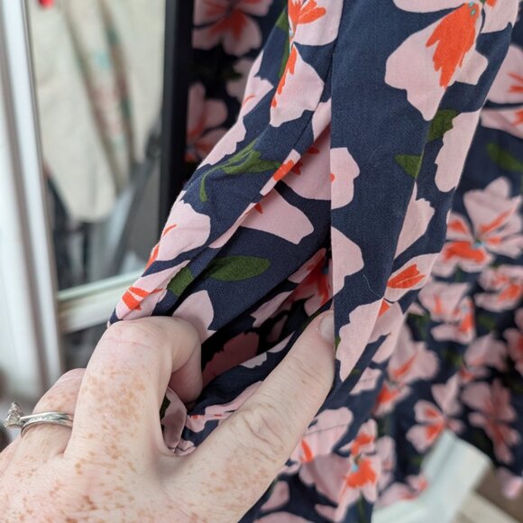 🌸 Anthropologie The Somerset Mini Dress - Floral: Navy and Pink - L - Picture 5 of 8